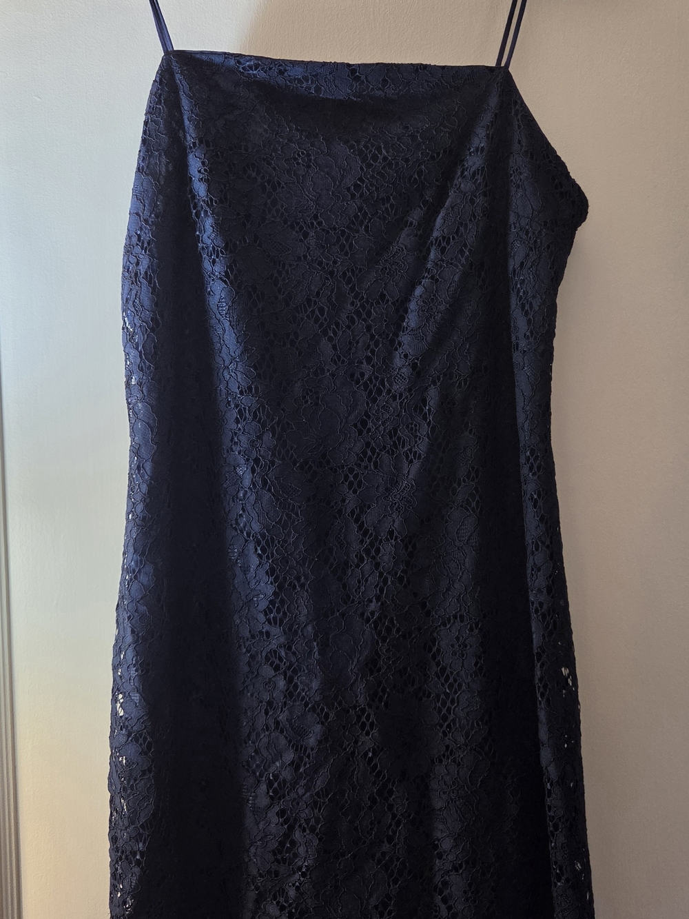 Blue Rain Navy Lace Strapless Slip Dress
